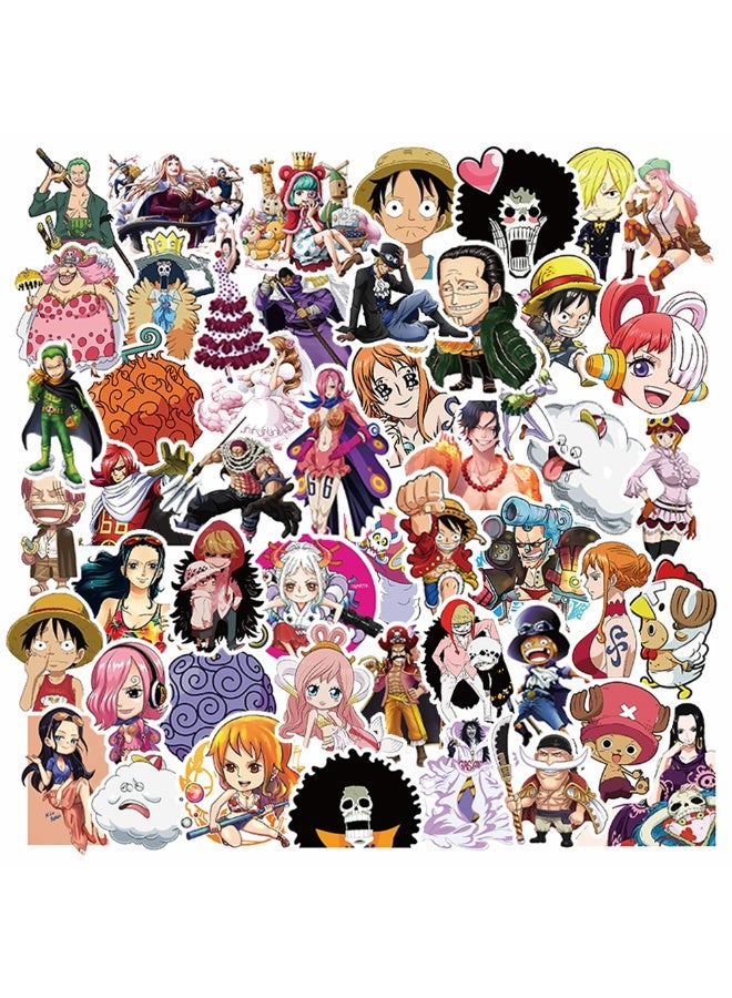 50Pcs One Piece Vinyl Stickers, Anime Waterproof Decals for Laptop, Water Bottle, Skateboard, Kids Party Favors, DIY Decorations - Image 1