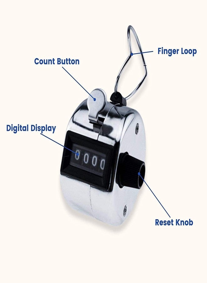 ikis Hand Tally Counter, Digit Number Lap Counter Manual Mechanical Clicker with Finger Ring - Silver - Image 2