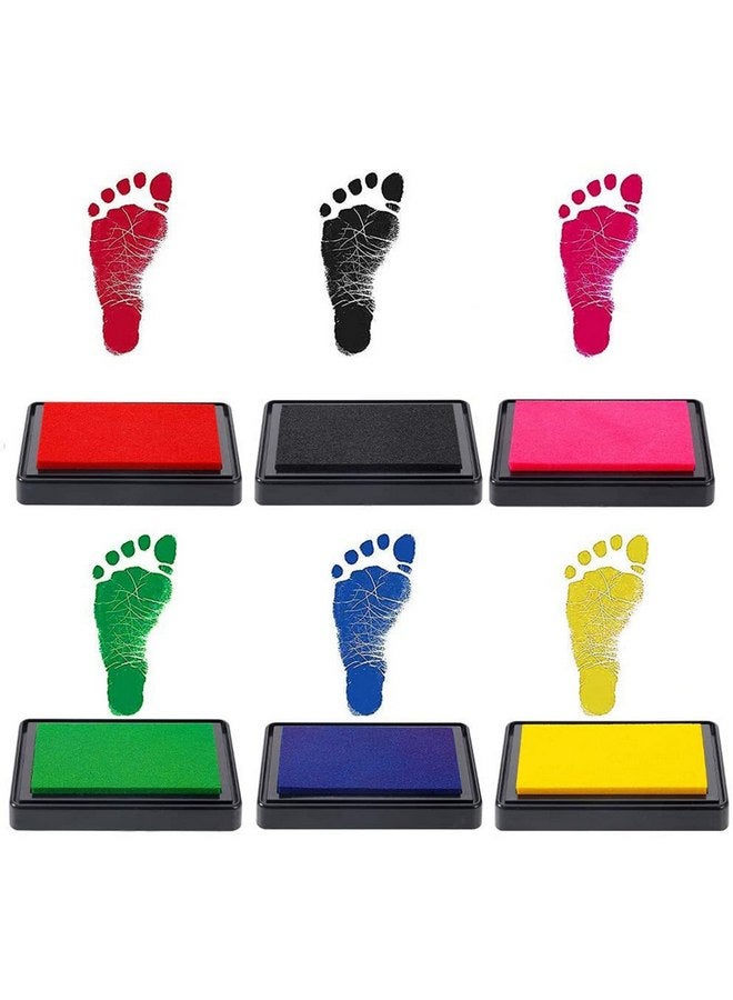 Rehomy 6pcs Reusable Ink Pad for Baby Handprints and Footprints Infant Hand Foot Stamp Pads Easy to Wash Off - Image 2