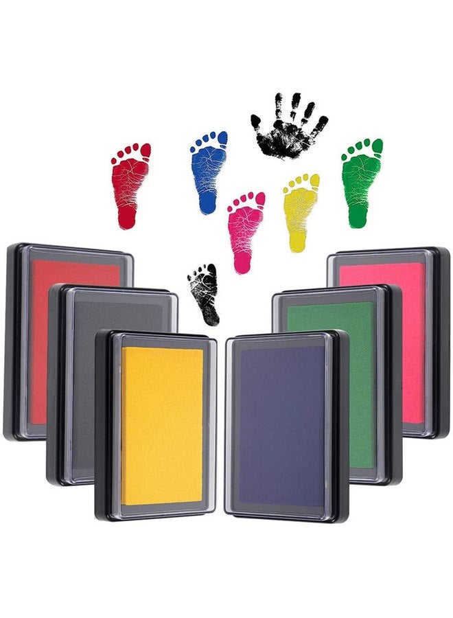 Rehomy 6pcs Reusable Ink Pad for Baby Handprints and Footprints Infant Hand Foot Stamp Pads Easy to Wash Off - Image 1