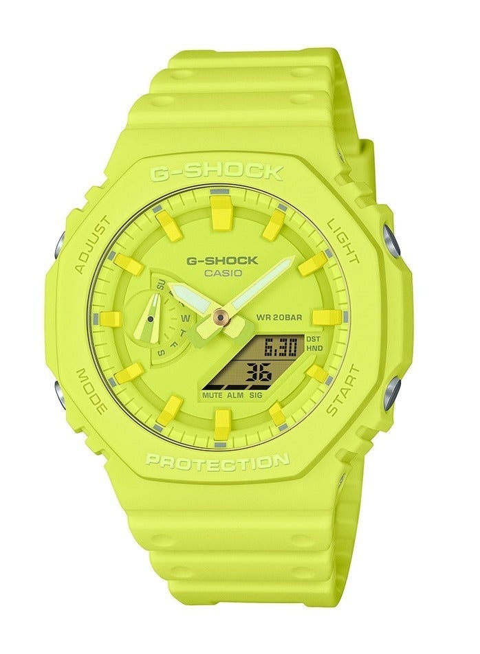 Casio G-shock GA-2100-9A9 Carbon Core Guard Analog-Digital Watch - Stylish Design with Resin Band, Ideal for Daily Wear and Sports Activities - Yellow watch
