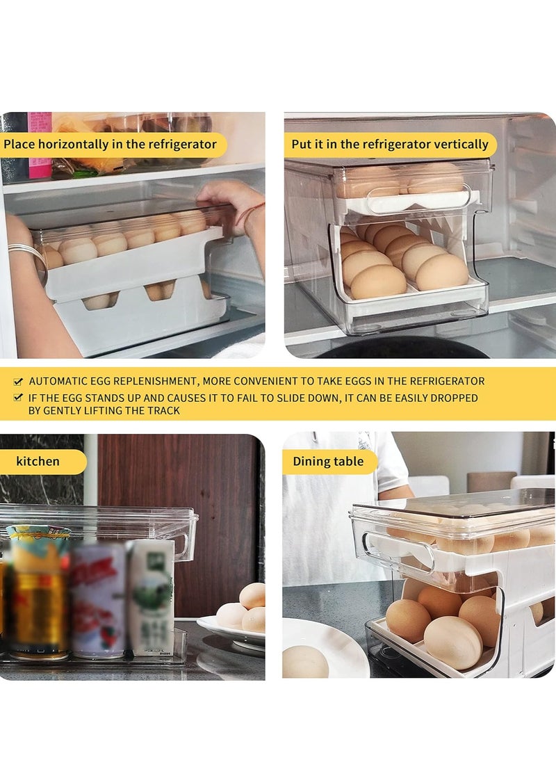 KASTWAVE Rolling Egg Holder for Refrigerator, Automatic Rolling Egg Container for Fridge, 24 Count Egg Dispenser, Egg Organizer Container Refrigerator, Kitchen Pantry Organization Egg Storage Tray, White  - Image 3