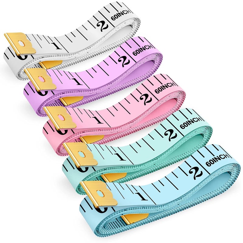 iBayam Tape Measure, Soft Ruler Measuring Tape for Body Weight Loss Fabric Sewing Tailor Cloth Vinyl Measurement Craft Supplies, 60-Inch Double Scale Ruler, 5-Pack - Image 1