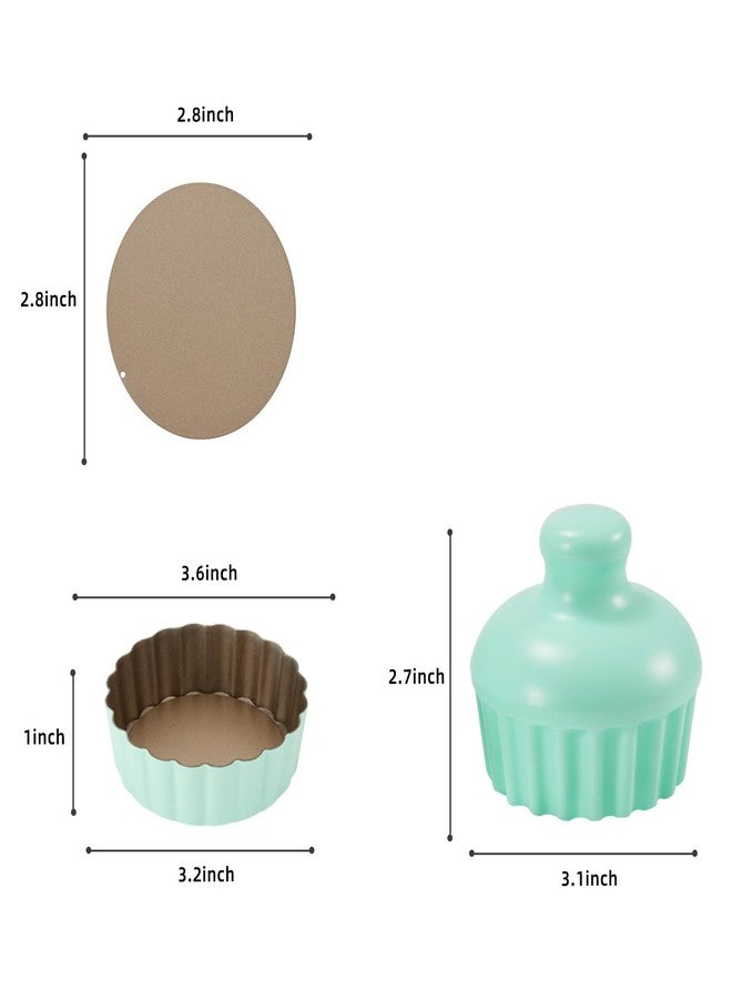 LIFVCNT Mini Tart Pan Set, 6PCS 3.6 Inch Tart Pans with Removable Bottom and Tart Tamper, Extra Deep 1 Inch Tartlet Pan, Nonstick Bakeware for Mini Pies, Tarts, Quiches, Cheesecakes (Green) - Image 2