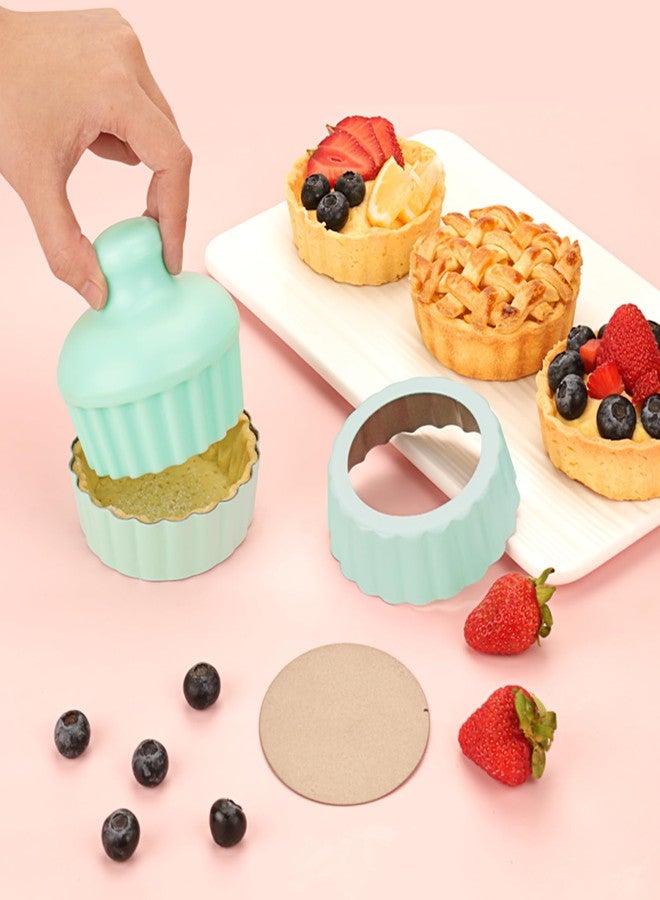 LIFVCNT Mini Tart Pan Set, 6PCS 3.6 Inch Tart Pans with Removable Bottom and Tart Tamper, Extra Deep 1 Inch Tartlet Pan, Nonstick Bakeware for Mini Pies, Tarts, Quiches, Cheesecakes (Green) - Image 3