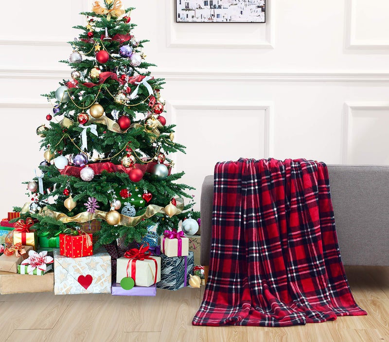 Valerian Elegant Comfort Velvet Touch Ultra Plush Christmas Holiday Printed Fleece Throw/Blanket-50 x 60inch  (Plaid) - Image 4