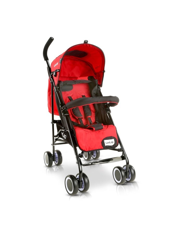 Luvlap City Baby Stroller/Buggy, Lightweight, Compact & Travel Friendly pram, for 6-36 Months Baby, 5 Point Safety Harness, Adjustable seat Recline, extendable Canopy, 15Kg Capacity (Red) - Image 1