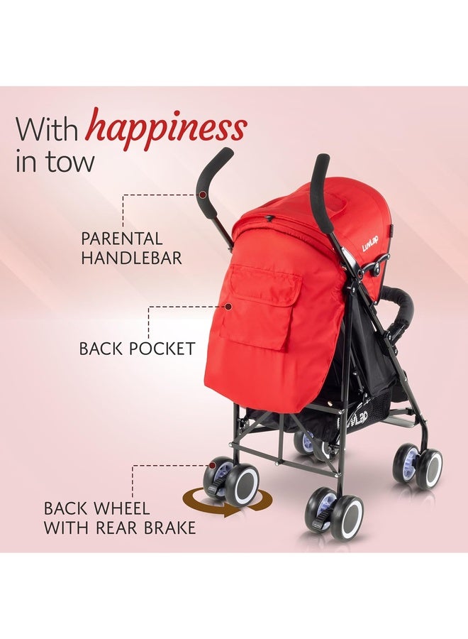 Luvlap City Baby Stroller/Buggy, Lightweight, Compact & Travel Friendly pram, for 6-36 Months Baby, 5 Point Safety Harness, Adjustable seat Recline, extendable Canopy, 15Kg Capacity (Red) - Image 5