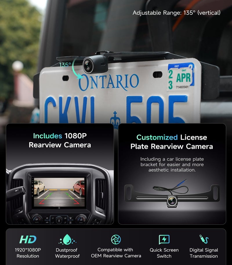 AINAVIGO 10.2" Car Stereo Radio for Chevy Silverado & GMC Sierra 2014-2018 - Wireless CarPlay & Android Auto, 5G WiFi GPS Navigation, Bluetooth FM/SWC, 1080P Backup Camera, Responsive Touchscreen - Image 4
