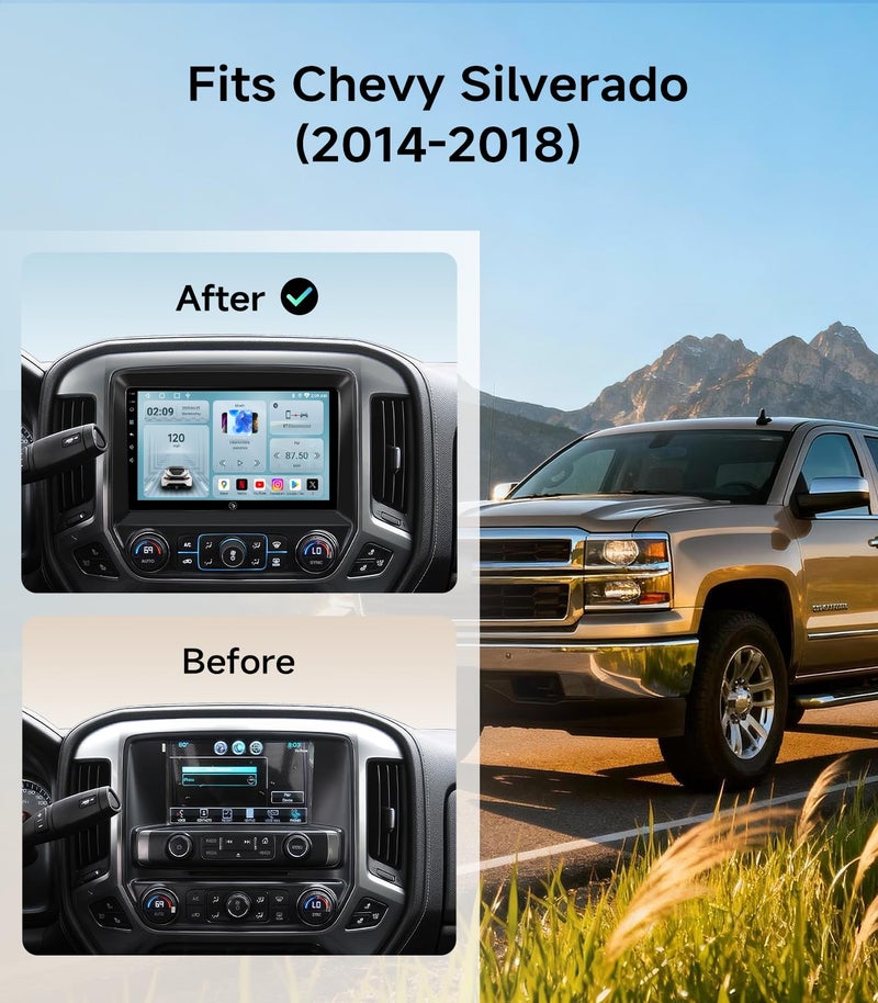 AINAVIGO 10.2" Car Stereo Radio for Chevy Silverado & GMC Sierra 2014-2018 - Wireless CarPlay & Android Auto, 5G WiFi GPS Navigation, Bluetooth FM/SWC, 1080P Backup Camera, Responsive Touchscreen - Image 2