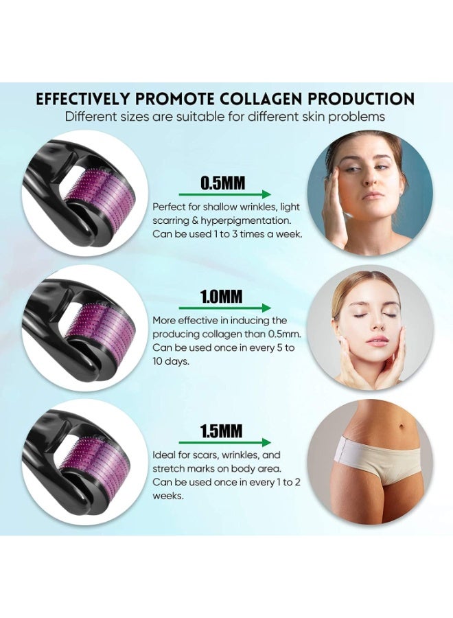 Derma Roller Set of 3 Derma Microneedle Rollers for Face Body - 0.5/1.0/1.5 mm Microneedling Roller, 540 Titanium ﻿Micro Needles, Storage Case Included - Image 3