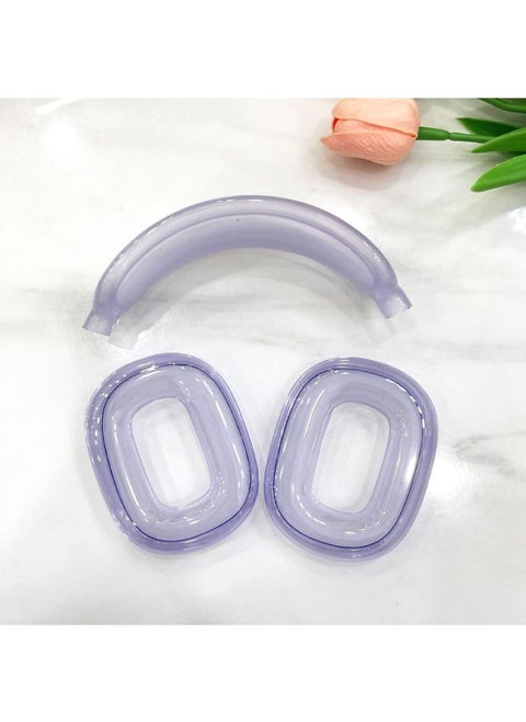 Applicable To Apple Air Pods Max Bluetooth Wireless Headset Transparent Soft Shell Headset Transparent Protective Cover-Color:Ear Beam Inner Earmuffs Violet-Model:Air Pods Max Naked