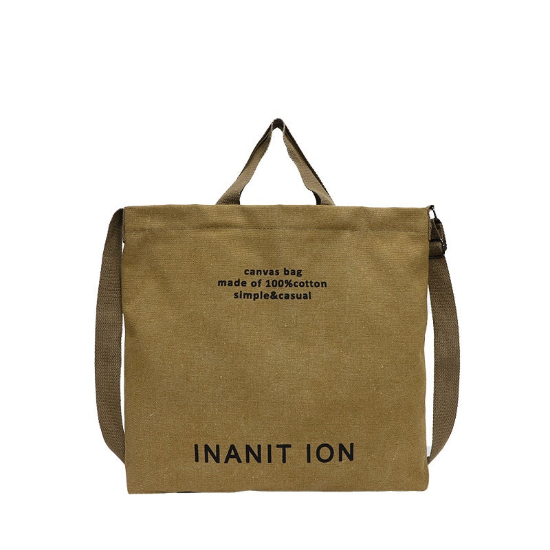 Canvas Shoulder Tote Bag with Letters - Image 5