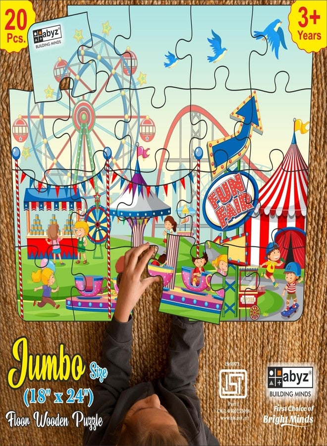 ABYZ Wooden Jigsaw Puzzle - Fun FAIR Playset for Fun Educational & Little Explorers, 20-Pieces & Pack of 5 Games with Multicolor | Birthday Gift for (3 Plus Years) Age Kids. - Image 4