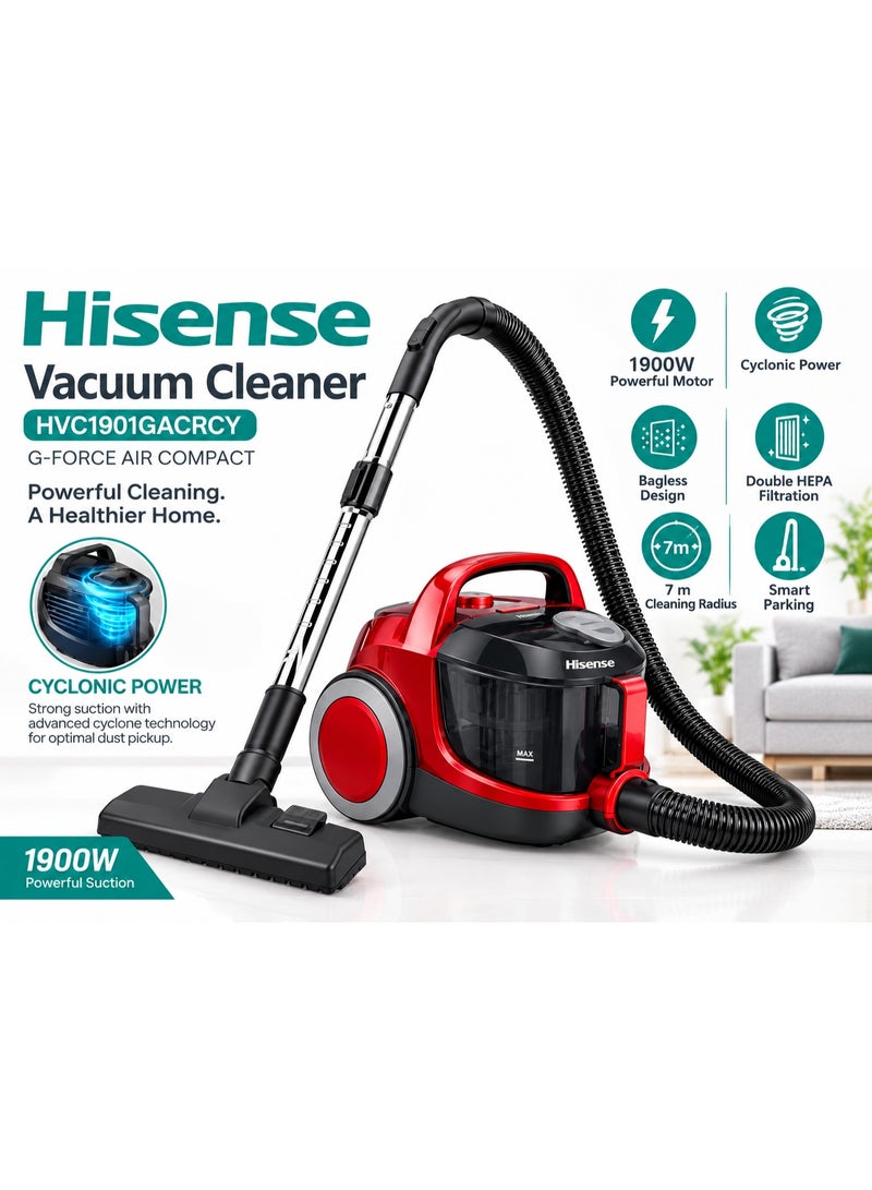 Hisense Vacuum Cleaner HVC1901GACRCY Powerful Suction pack of 1 - Image 5
