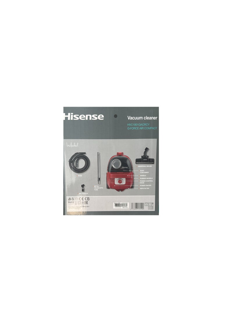 Hisense Vacuum Cleaner HVC1901GACRCY Powerful Suction pack of 1 - Image 3