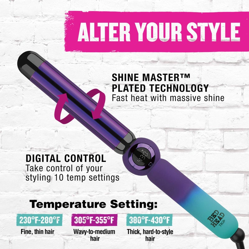 Bed Head Rough Volume Digital Hair Curling Wand | Fast Heat Up and Massive Shine, (1-1/4 in) - Image 4