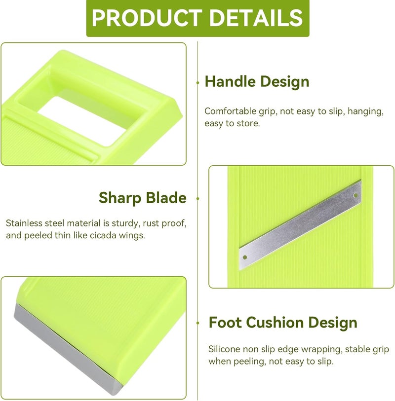 Gsycle Handheld Potato Slicer & French Fry Cutter, Stainless Steel Manual Vegetable Slicer for Chips Homemade Fries Carrots Zucchini Easy Grip Green Slicer Chip Maker (4.25x10.8in) - Image 5