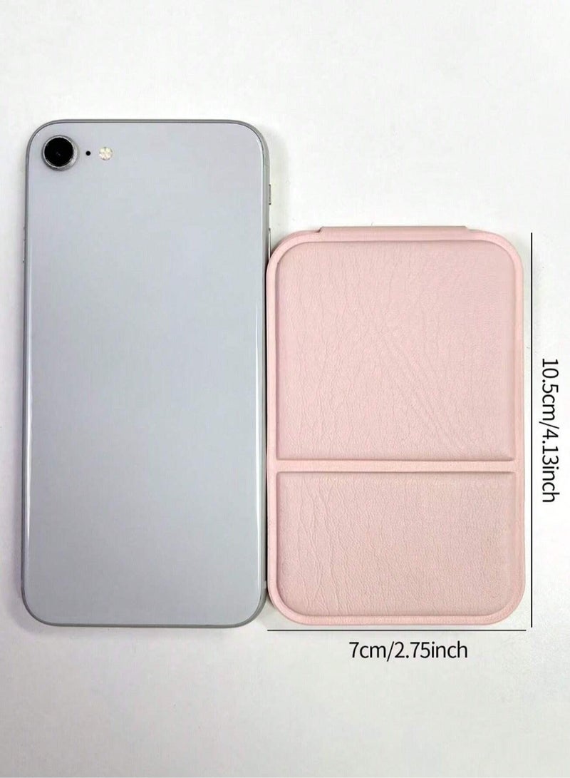 مرآة جيب، مرآة مكياج صغيرة قابلة للطي وقابلة للحمل لإجراء لمسات سريعة أثناء التنقل (وردي) - Image 2