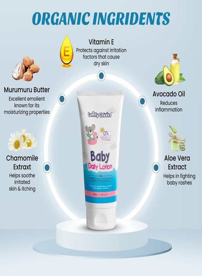 Comfy Cheeks Baby Daily Lotion | With Chamomile, Murumuru Butter, Aloe Vera & Avocado Oil | Soothes Rashes & Nourishes Delicate Skin | Dermatologist-Tested | For Newborns & Infants | 100 ml, Pack of 1 - Image 2