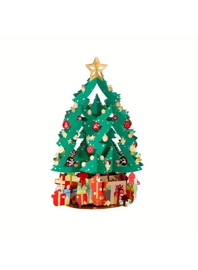 بطاقة طاولة شجرة عيد الميلاد ثلاثية الأبعاد مقاس A - ديكور مكتبي منزلي احتفالي هدية - Image 4