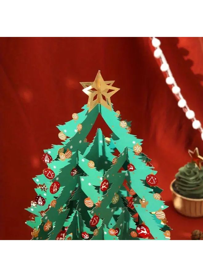 بطاقة طاولة شجرة عيد الميلاد ثلاثية الأبعاد مقاس A - ديكور مكتبي منزلي احتفالي هدية - Image 3