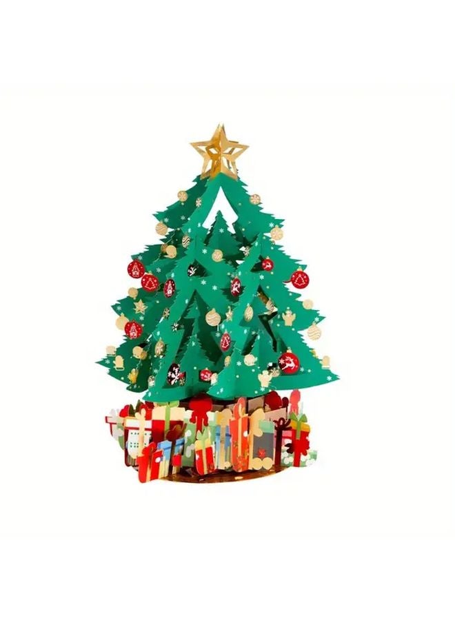 بطاقة طاولة شجرة عيد الميلاد ثلاثية الأبعاد مقاس A - ديكور مكتبي منزلي احتفالي هدية - Image 2