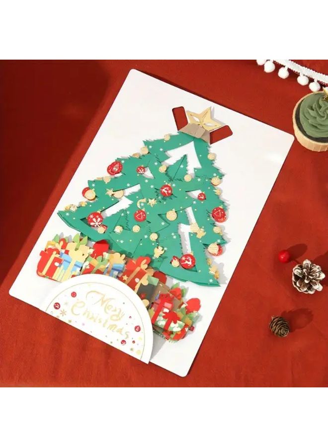 بطاقة طاولة شجرة عيد الميلاد ثلاثية الأبعاد مقاس A - ديكور مكتبي منزلي احتفالي هدية - Image 5