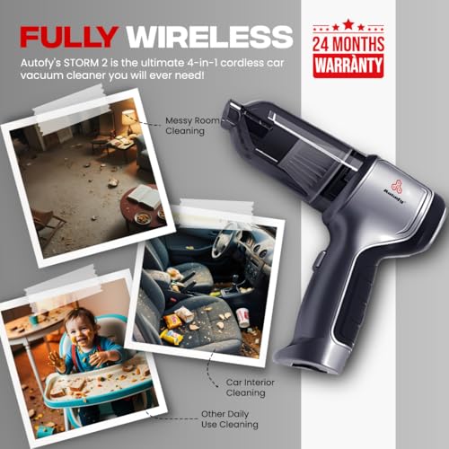 Autofy Storm 2 [4-in-1] Powerful & Fully Wireless Car Vacuum Cleaner Air Blower - 12000PA 2.5X More Suction Power - BLDC Long Life Motor - 2 Suction Speeds - 25 mins Runtime (24 Months Warranty) - Image 2