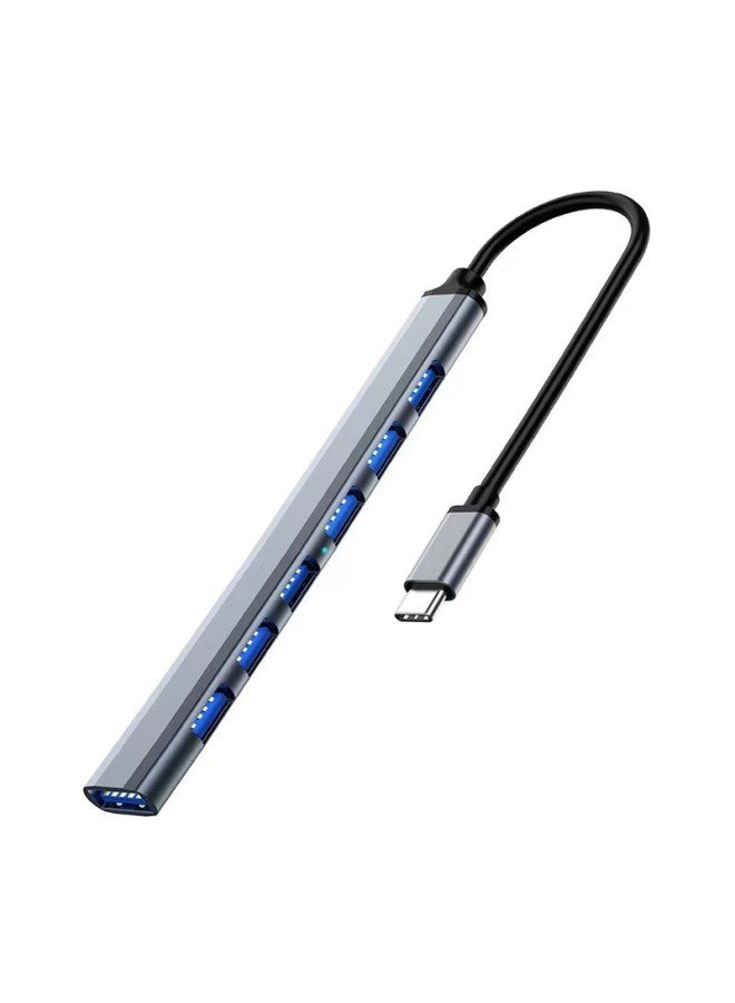 USB3.0 Hub One-to-four Type-c Multi-interface Expansion Seven-in-one Mobile Phone Tablet High-speed Transmission-Number Of Interfaces:467-7/Type-c3.0 2.0 Gray  - Image 1