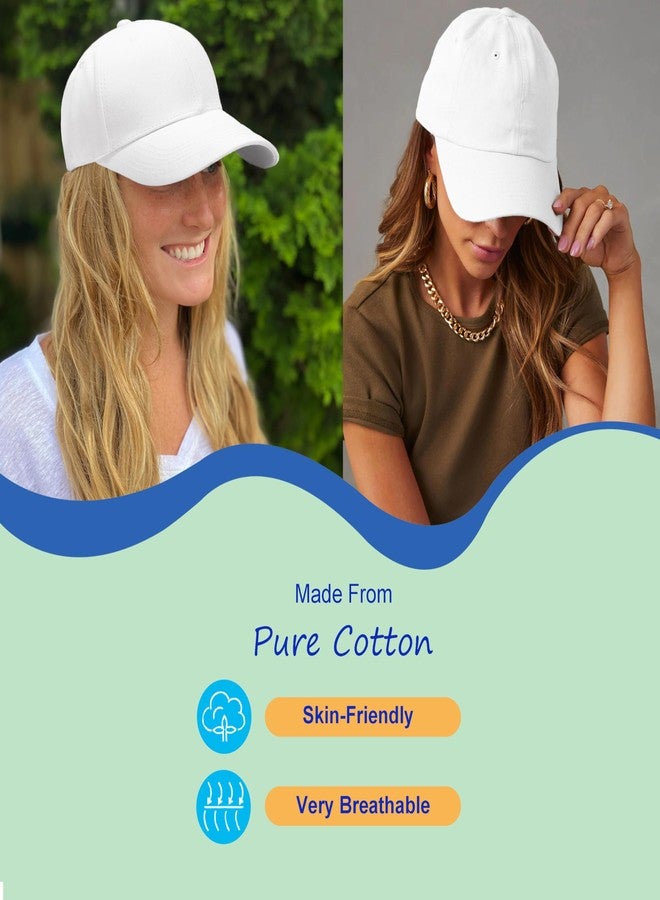 Wheebo 12 Pieces Solid Color Baseball Cap for Women Men Unisex Cotton Adjustable Dads Hat (White) - Image 2