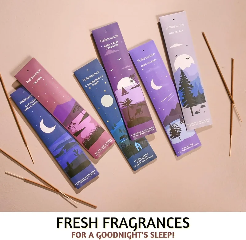 Folkulture Folkulture Incense Sticks, Set of 6 (120 Sticks) - Rosemary, Jasmine, Lavender, Sage, Sleep Incense Sticks, Insence Sticks Variety Pack - Insense Sticks, Natural and Non Toxic