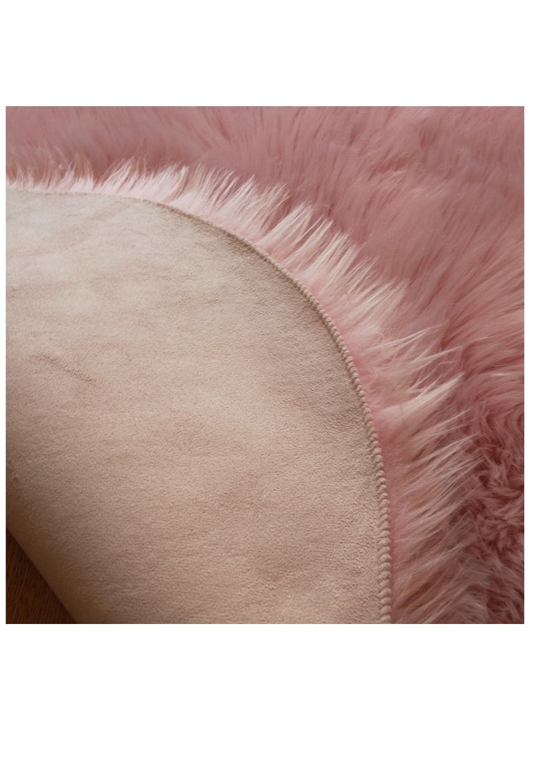 BAIG Soft Fluffy Fur Round Carpet Hairy Carpet 90*90cm Bedroom Floor Carpet For Living Room Sofa Chair Cushion Furry Kids Children Room Mat pink - Image 2