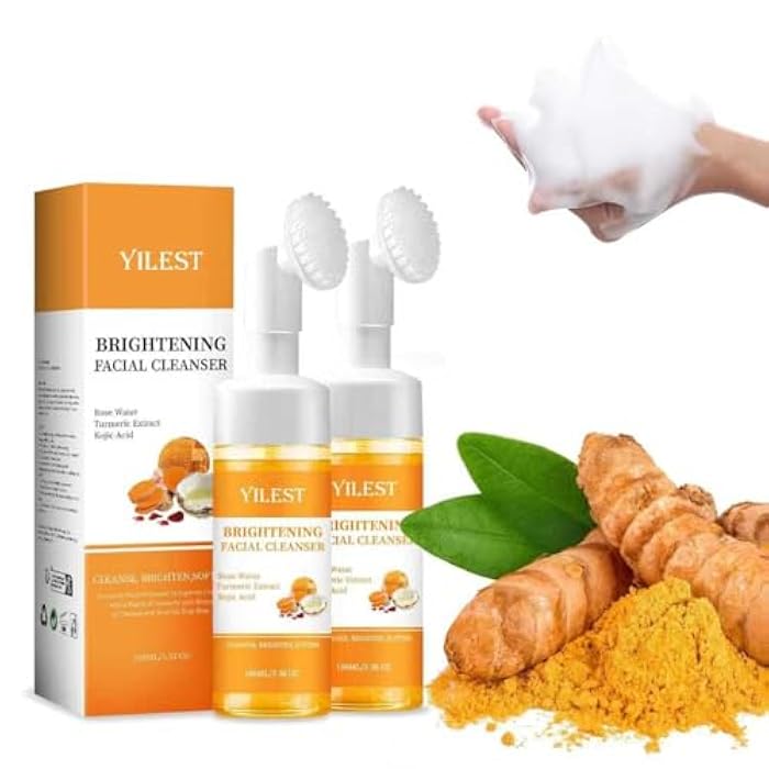 Turmeric Face Wash with Brush - Glow Facial Cleanser for Women, Deep Cleansing & Exfoliating Formula, All Skin Types,2 Pack 100ML - Image 1