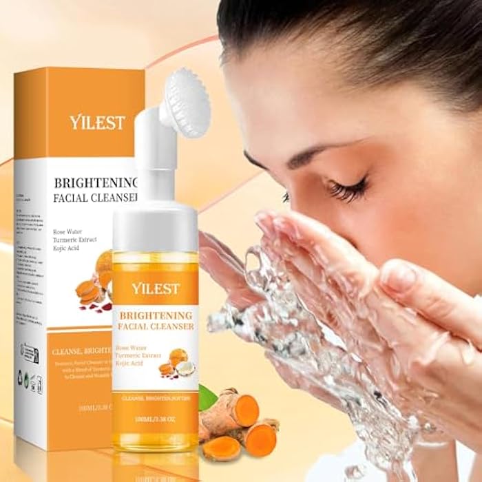 Turmeric Face Wash with Brush - Glow Facial Cleanser for Women, Deep Cleansing & Exfoliating Formula, All Skin Types,2 Pack 100ML - Image 2