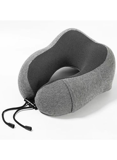 Qiccijoo Travel Pillow, Memory Foam Neck Pillow with Comfortable & Breathable Cover for Sleeping, Car, Train, Bus and Home Use(Dark Grey)