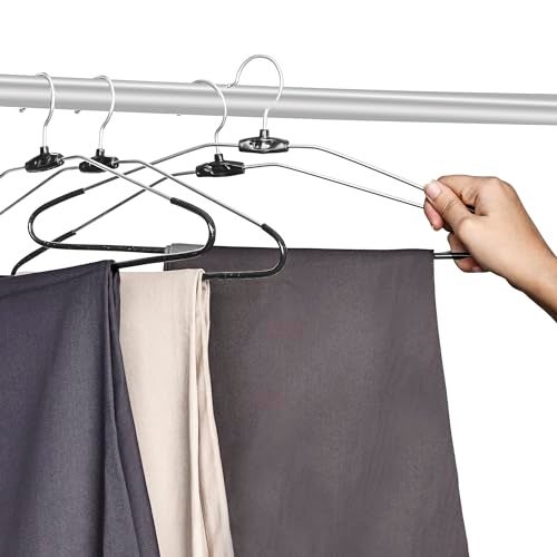 ROLLYWARE™ Premium Steel Cloth Hanger India's First Rotational Unique Design Premium Stainless Steel Hanger with Lower Band Lock - Wardrobe, Sarees, Pants, Scarfs & Other Clothes (Black Pack of 20) - Image 2