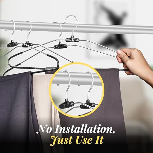 ROLLYWARE™ Premium Steel Cloth Hanger India's First Rotational Unique Design Premium Stainless Steel Hanger with Lower Band Lock - Wardrobe, Sarees, Pants, Scarfs & Other Clothes (Black Pack of 20) - Image 4