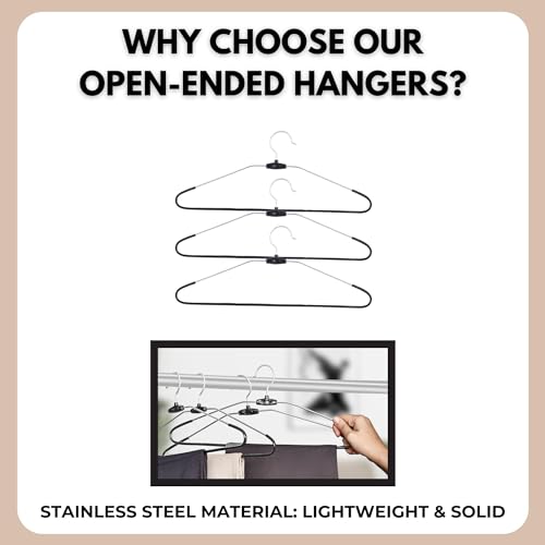 ROLLYWARE™ Premium Steel Cloth Hanger India's First Rotational Unique Design Premium Stainless Steel Hanger with Lower Band Lock - Wardrobe, Sarees, Pants, Scarfs & Other Clothes (Black Pack of 20) - Image 3