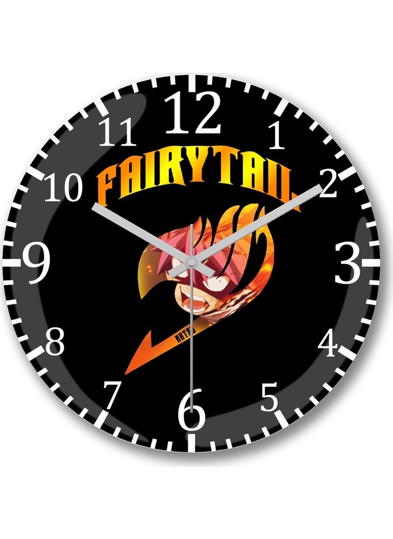 Baskı Dükkanı - Print Shop Fairy Tail Natsu Inside Guild Symbol Wall Clock Curved Real Glass - Image 1