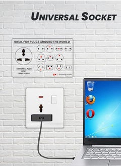 Vmax Universal Wall Socket with Switch & Indicator Light - 3x3" White Ivory Finish  - Image 4