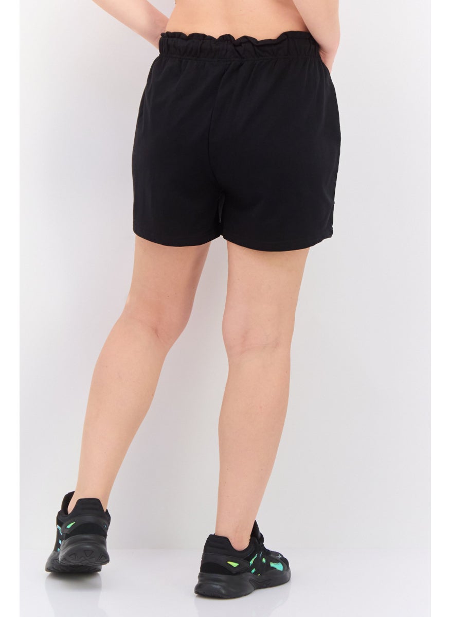 Kung Fu Panda Women Panda Print Drawstrings Basic Shorts, Black  - Image 4