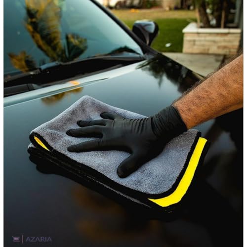 AZARIA Microfiber Cloth 30x40 cm 800 GSM Thick Lint & Streak-Free Multipurpose Cloths Automotive Microfiber Towels for Car Bike Cleaning Washing, car Cleaning Accessories (Pack of 4 Grey 800 GSM) - Image 2