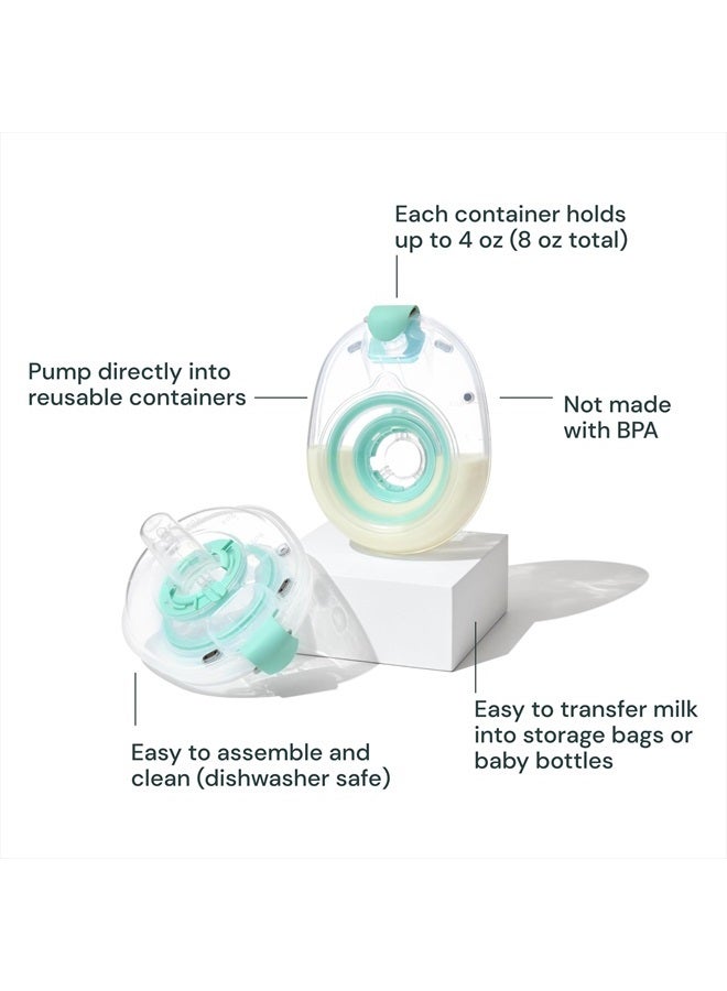 Willow حاويات حليب الثدي القابلة لإعادة الاستخدام 3.0، فلانج 24 مم، 2 قطعة، سعة 4 أونصات لكل حاوية، أساسي للرضاعة الطبيعية مع مضخة الثدي القابلة للارتداء Willow 3.0، مضخة بدون استخدام اليدين - Image 2