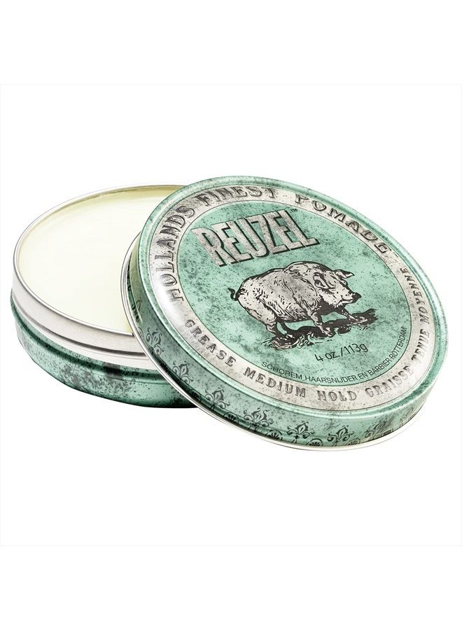Reuzel Reuzel Green Grease Medium Hold Pomade - Concentrated Oil Hairstyling Formula With Natural, Firm And Organic Hold - Defining Grooming Product With Effortless Shine - Original Fragrance  - Image 1