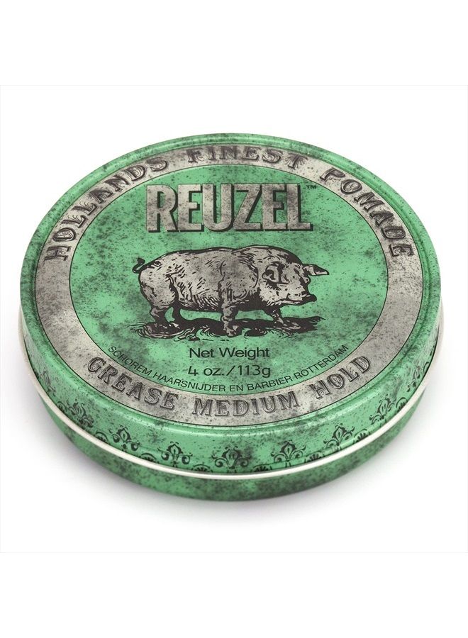 Reuzel Reuzel Green Grease Medium Hold Pomade - Concentrated Oil Hairstyling Formula With Natural, Firm And Organic Hold - Defining Grooming Product With Effortless Shine - Original Fragrance  - Image 4