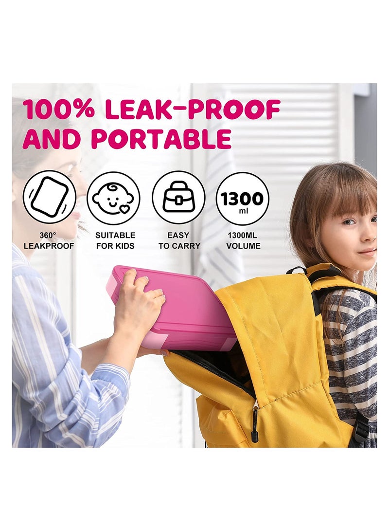 YIM-VIBEHAUS Lunch Boxes for kids，Children's Lunch Box with Compartments - Pink - Image 2