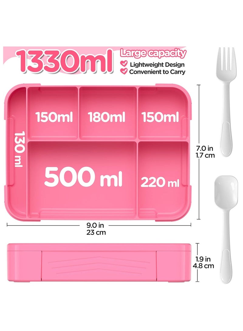 YIM-VIBEHAUS Lunch Boxes for kids，Children's Lunch Box with Compartments - Pink - Image 5