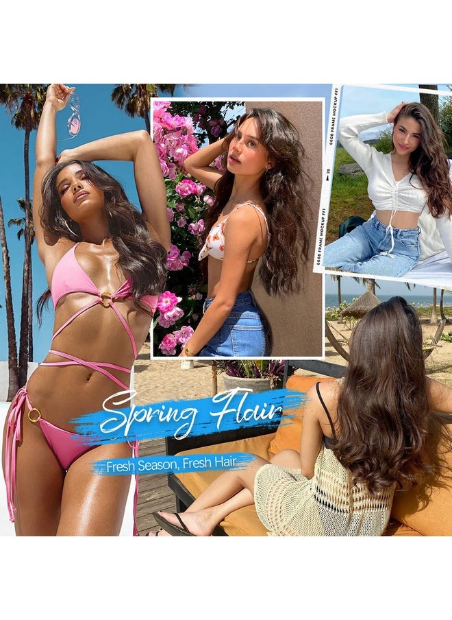 KooKaStyle Clip In Hair Extensions For Women With Thinning Hair，7Pcs 20 Inch Thick Long Wavy Hair Extensions Clip Ins，Chocolate Brown With Dark Brown Synthetic Hairpiece For Daily Use Voluminous Look  - Image 5
