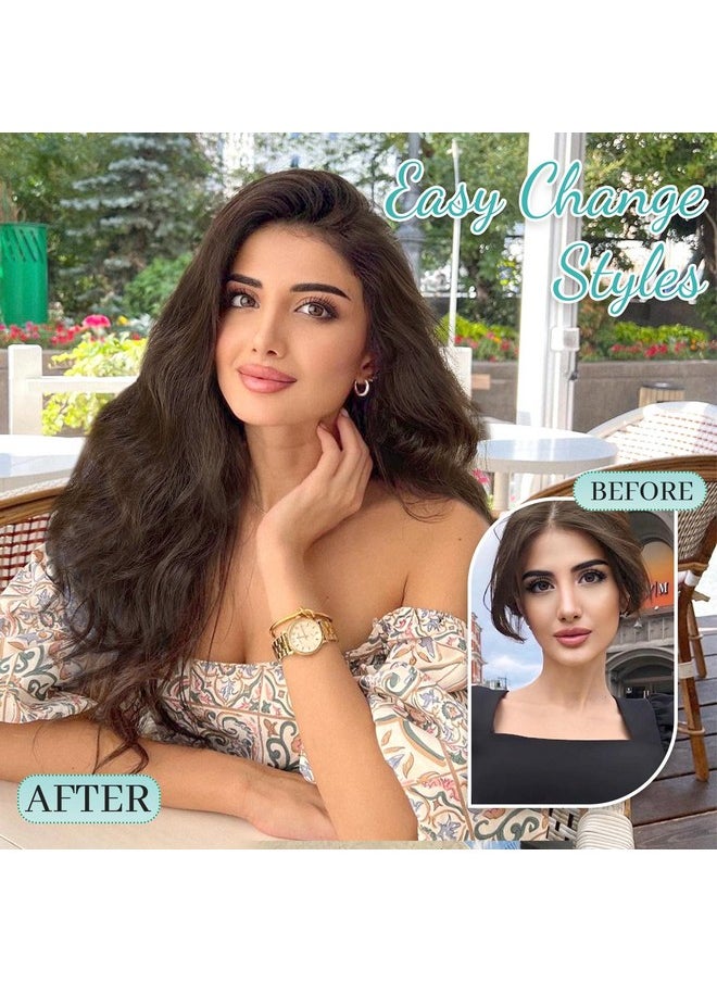 KooKaStyle Clip In Hair Extensions For Women With Thinning Hair，7Pcs 20 Inch Thick Long Wavy Hair Extensions Clip Ins，Chocolate Brown With Dark Brown Synthetic Hairpiece For Daily Use Voluminous Look  - Image 3